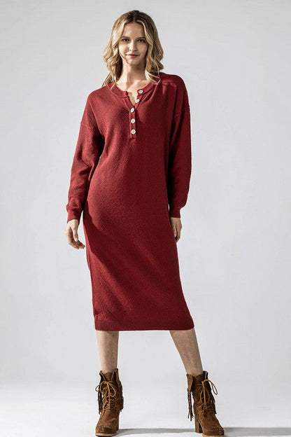 Plus Comfy Button-front Soft Sweater Midi Dress Shop Style & More | Fresh Looks, Everyday Deals & Free Shipping