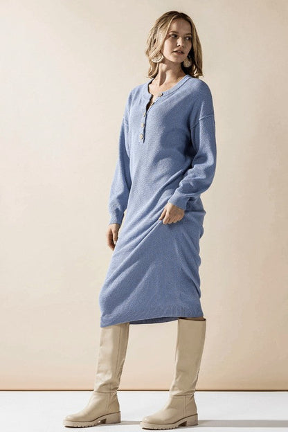 Plus Comfy Button-front Soft Sweater Midi Dress Shop Style & More | Fresh Looks, Everyday Deals & Free Shipping