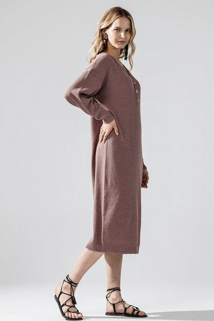 Plus Comfy Button-front Soft Sweater Midi Dress Shop Style & More | Fresh Looks, Everyday Deals & Free Shipping