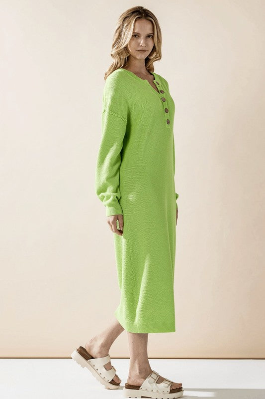 Plus Comfy Button-front Soft Sweater Midi Dress Shop Style & More | Fresh Looks, Everyday Deals & Free Shipping