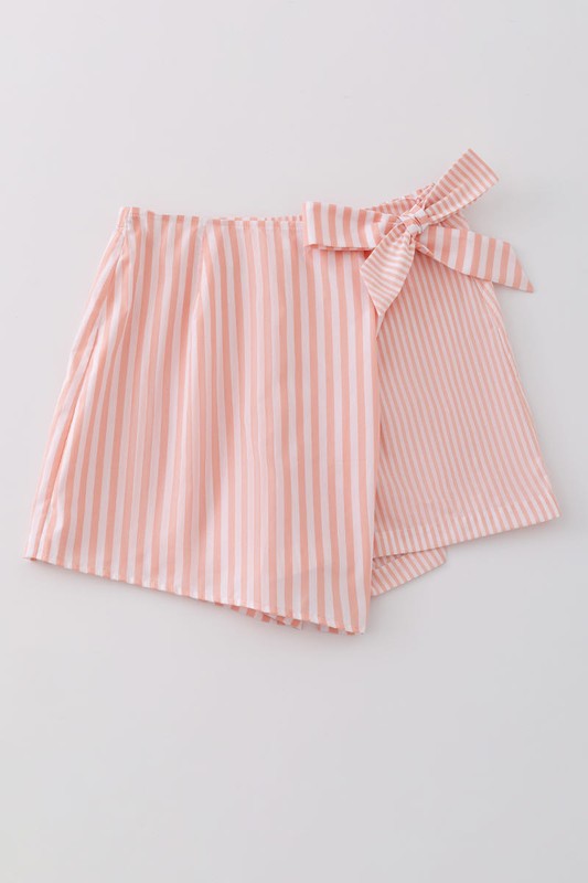 Striped skort with bow See size chart under “more details” The Fashion Celestial