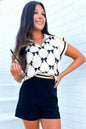 Women Preppy Vibes Bow Print Zipped Collar Sweater Shop Style & More | Fresh Looks, Everyday Deals & Free Shipping