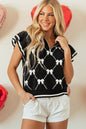 Women Preppy Vibes Bow Print Zipped Collar Sweater Shop Style & More | Fresh Looks, Everyday Deals & Free Shipping