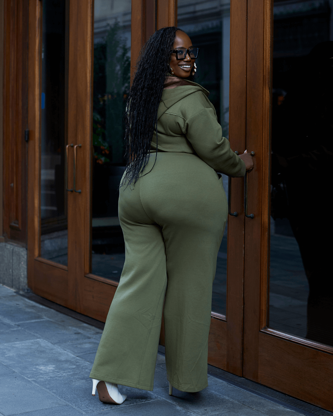 Green Satin Lined Jumpsuit KINApparel