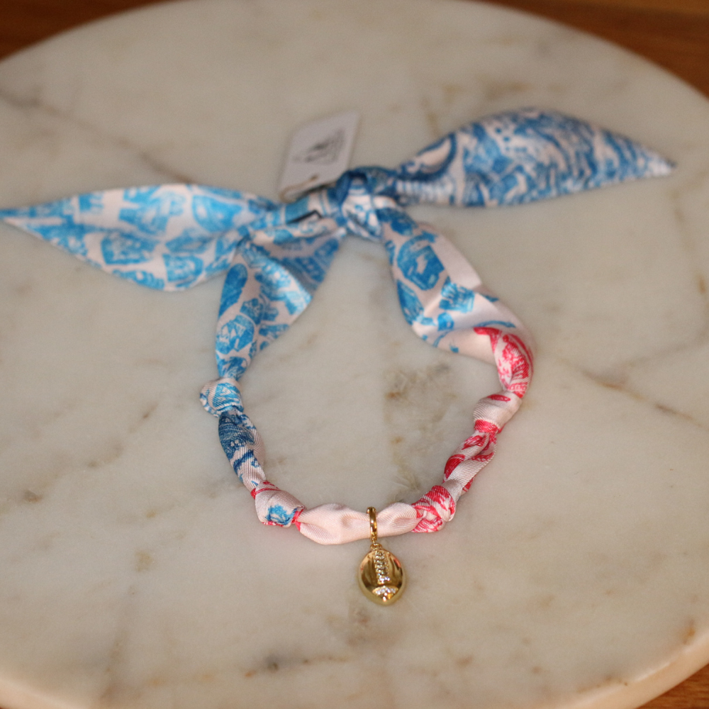 Red & Blue Scarf Necklace ~ Pick your Charm Deep South Originals