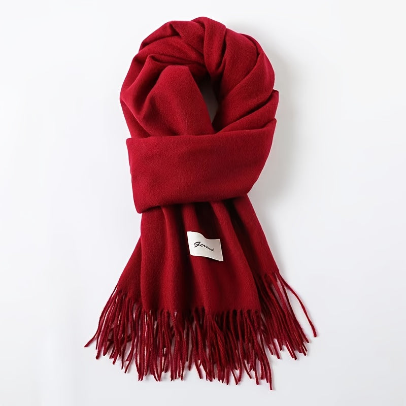 Solid Color Tassel Scarf, Hand Wash Only, Elegant Fringe Shawl for Women, Fashion Accessory NovaCart