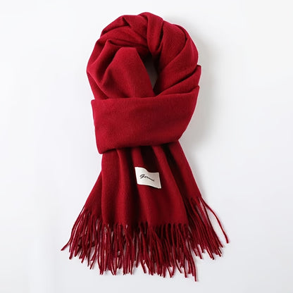 Solid Color Tassel Scarf, Hand Wash Only, Elegant Fringe Shawl for Women, Fashion Accessory NovaCart