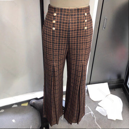 Spring Summer Chic Commuter High-Waisted Versatile Plaid Striped Retro Pants See size chart under “more details” The Fashion Celestial
