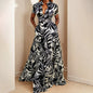 European American Fashion Floral Print Lapel Split Dress Women Grayceful LLC