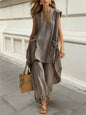 Sleeveless 3D-Cut Resort Two-Piece Set | Top & Pants FitiqueFit