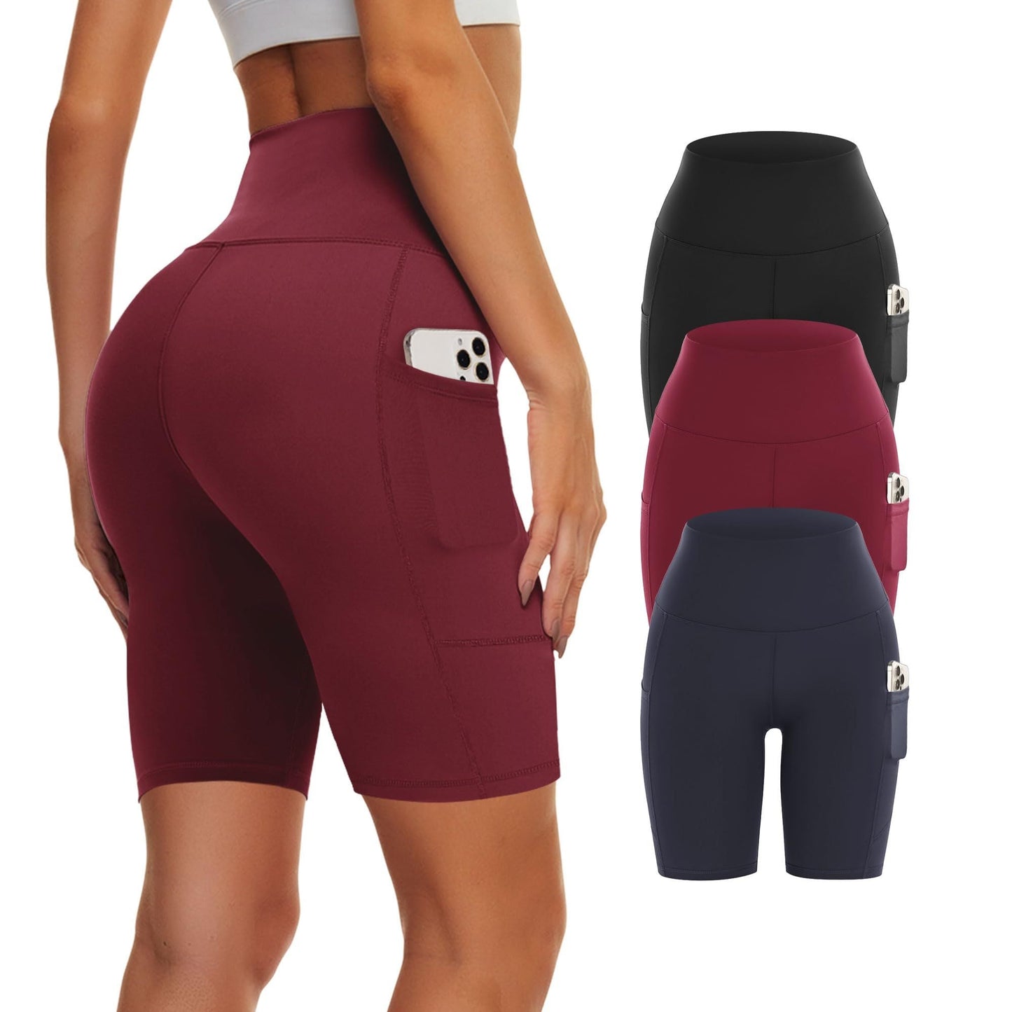 3-Pack High-Waisted Biker Yoga Shorts FitiqueFit
