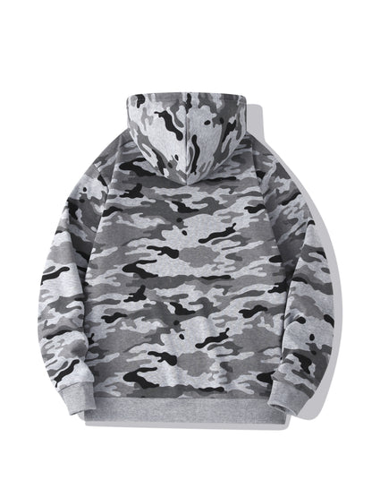 Men's Camouflage Loose Pullover Hooded Fleece Sweatshirt for Autumn And Winter, Hooded, Fleece NovaCart