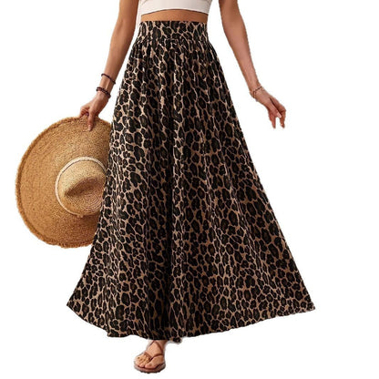 High Waist Midi Skirt Fabric Leopard Print Grayceful LLC