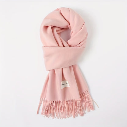 Solid Color Tassel Scarf, Hand Wash Only, Elegant Fringe Shawl for Women, Fashion Accessory NovaCart