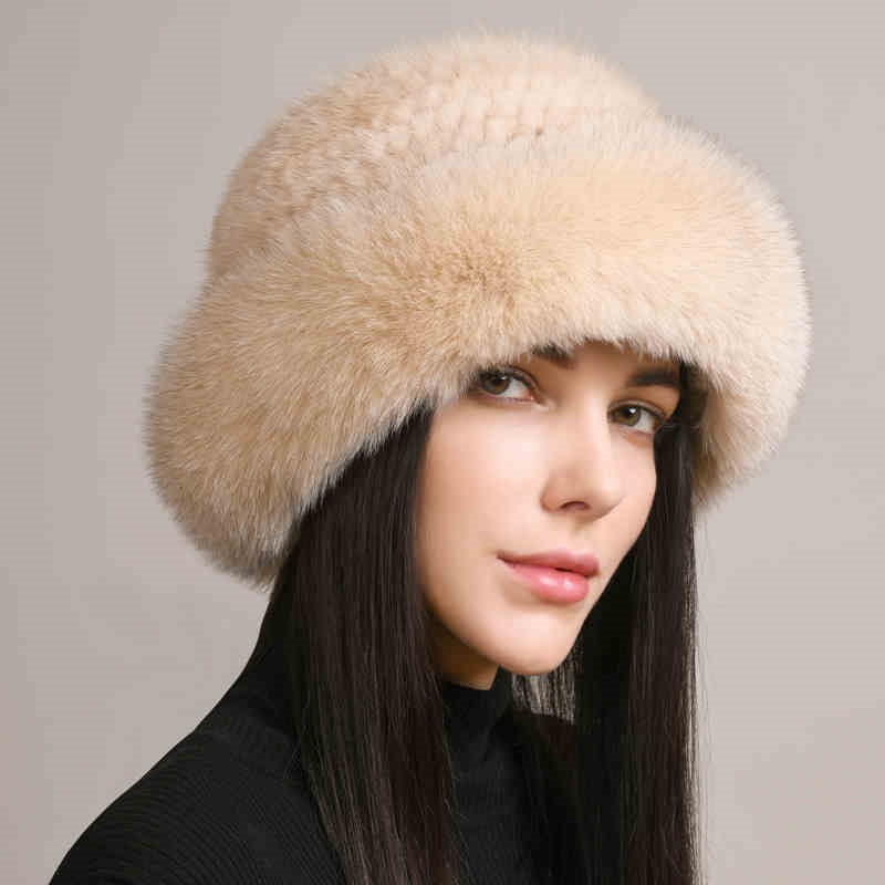 Women’s Mink Hair Winter Hat – Braided Fur Warm Elegant Beanie FitiqueFit