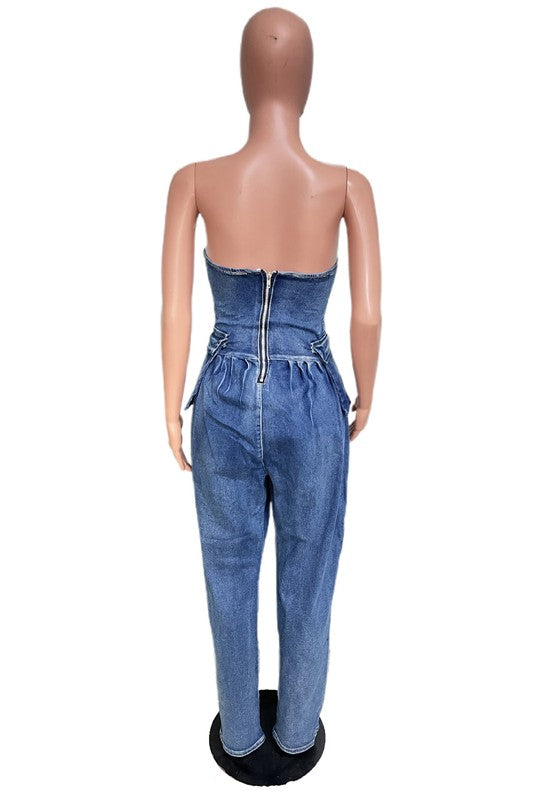 WOMEN FASHION DENIM JUMPSUIT BY CLAUDE