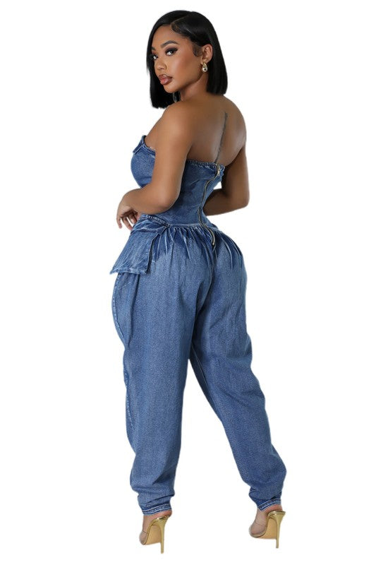 WOMEN FASHION DENIM JUMPSUIT BY CLAUDE