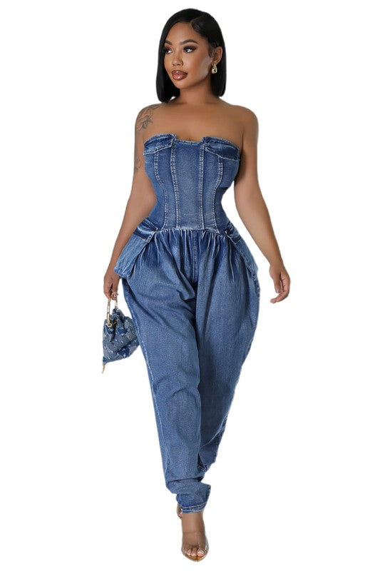 WOMEN FASHION DENIM JUMPSUIT BY CLAUDE