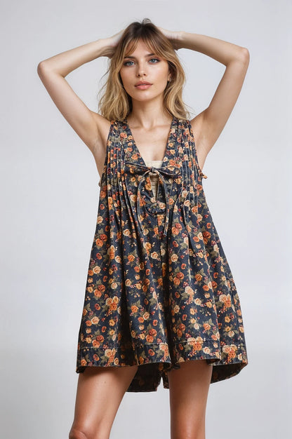 Vintage Bloom Denim Romper Fitkitty Culture Athleisure Wear, Yoga Wear & Women's Clothing