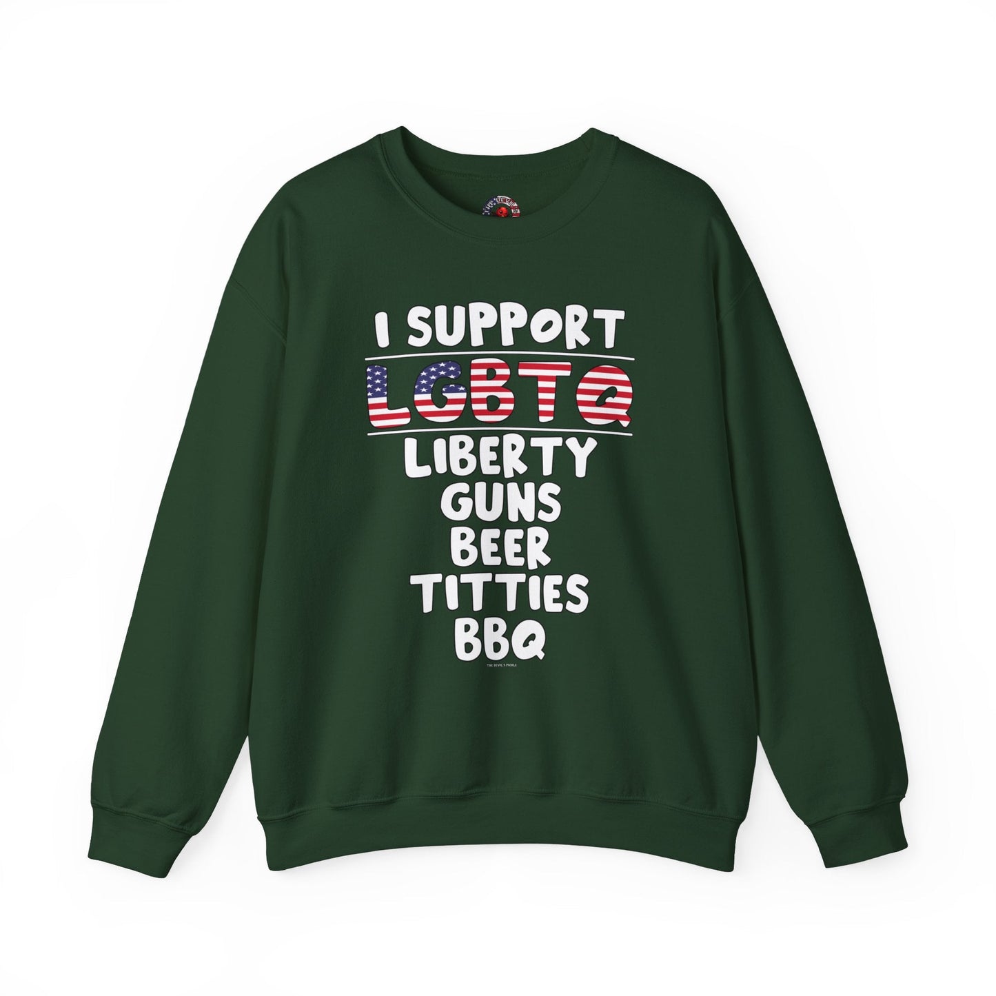I Support LGBTQ Crewneck Sweatshirt The Devil's Pickle