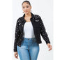 Radiant Pearls Rhinestone Deco Jean Jacket Black See size chart under “more details” The Fashion Celestial