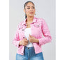 Radiant Pearls Rhinestone Deco Jean Jacket Pink See size chart under “more details” The Fashion Celestial