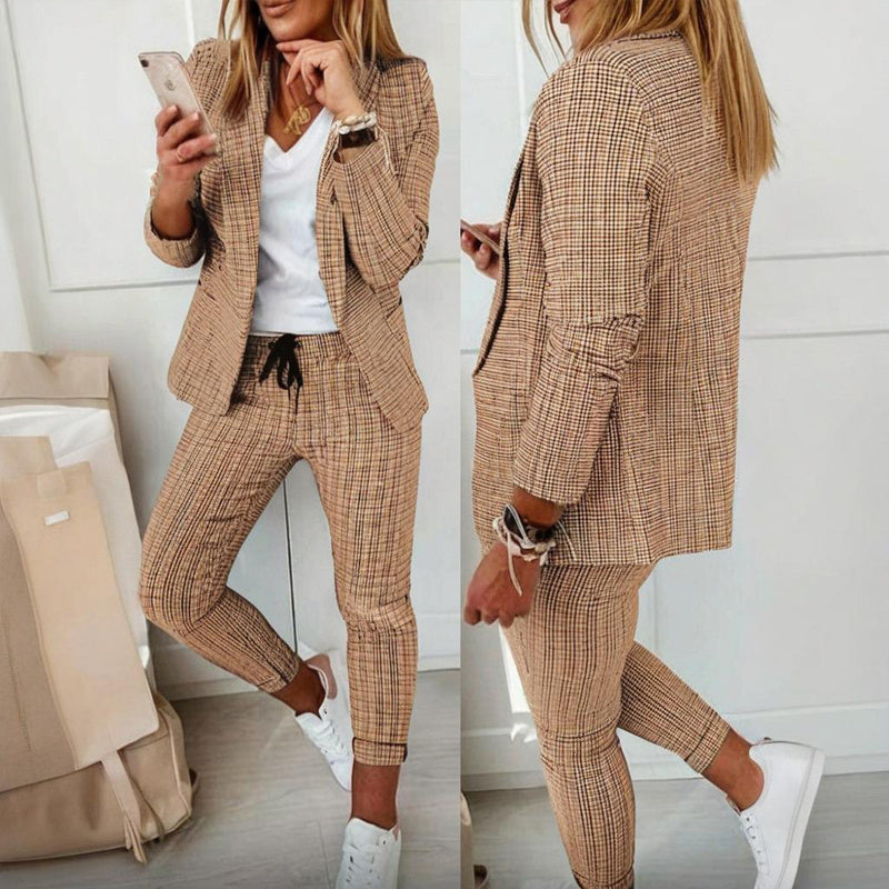 Women’s Plaid Two‑Piece Suit Set FitiqueFit