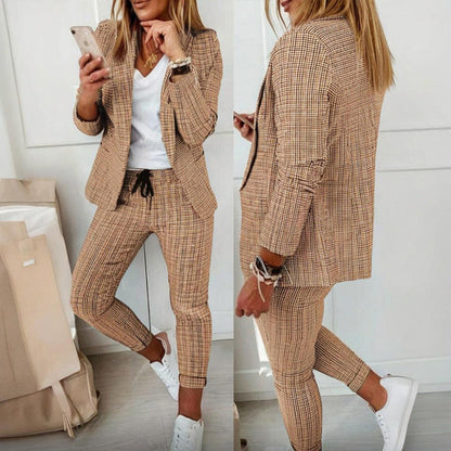 Women’s Plaid Two‑Piece Suit Set FitiqueFit
