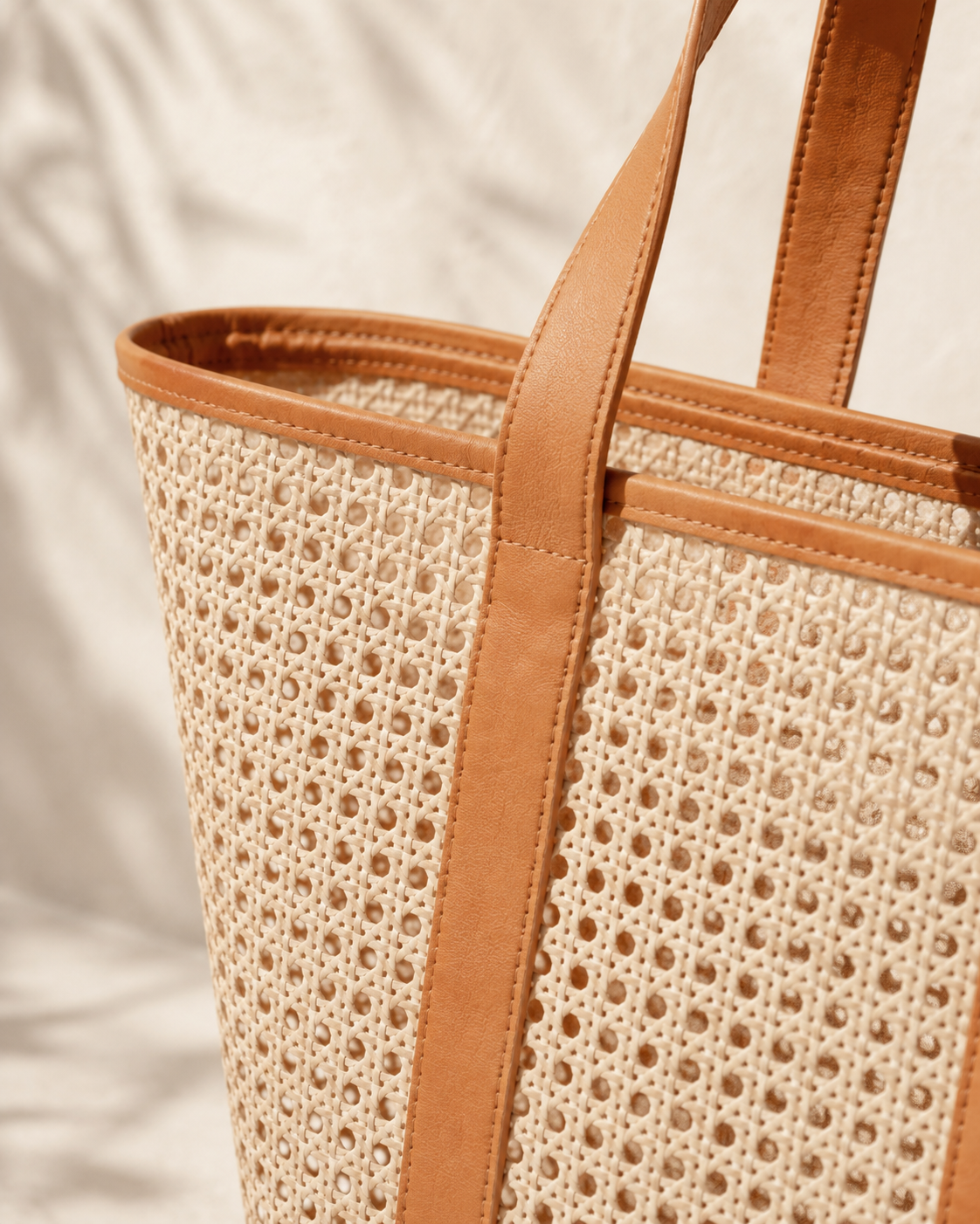 Raja Leather and Cane Carryall Bag Village Thrive