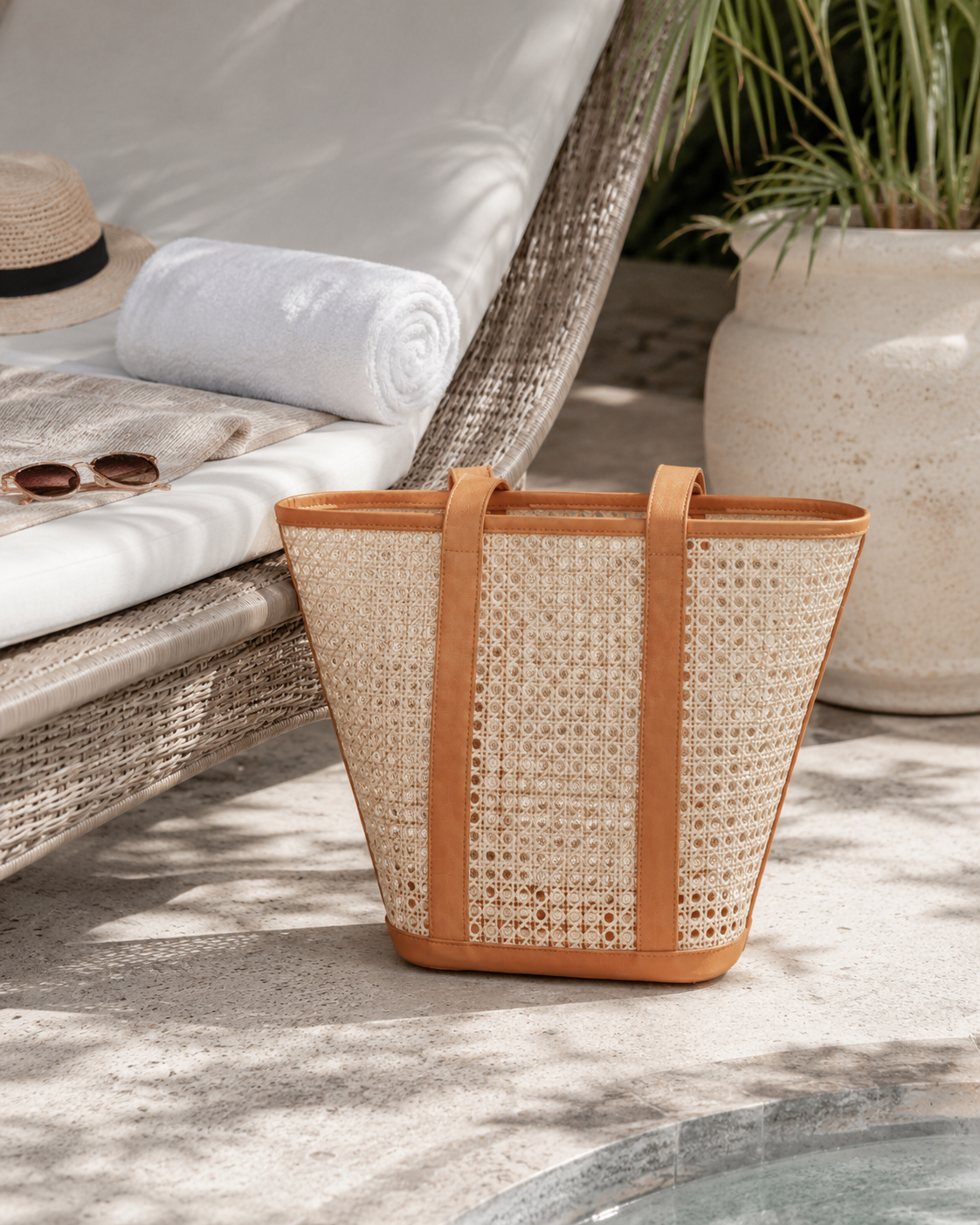 Raja Leather and Cane Carryall Bag Village Thrive
