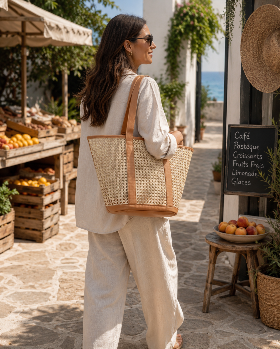Raja Leather and Cane Carryall Bag Village Thrive