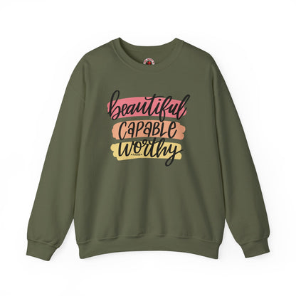 Beautiful Capable Worthy Crewneck Sweatshirt The Devil's Pickle