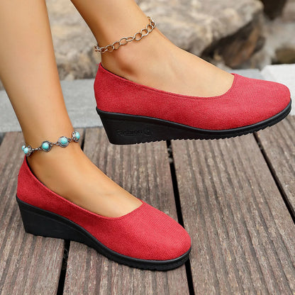 Wedge Heel Slip-On Loafers FitiqueFit