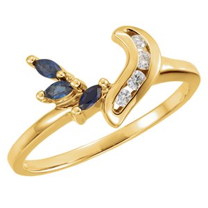 14K Yellow Natural Blue Sapphire & .07 CTW Natural Diamond Ring Ethereal Legacy Boutiques