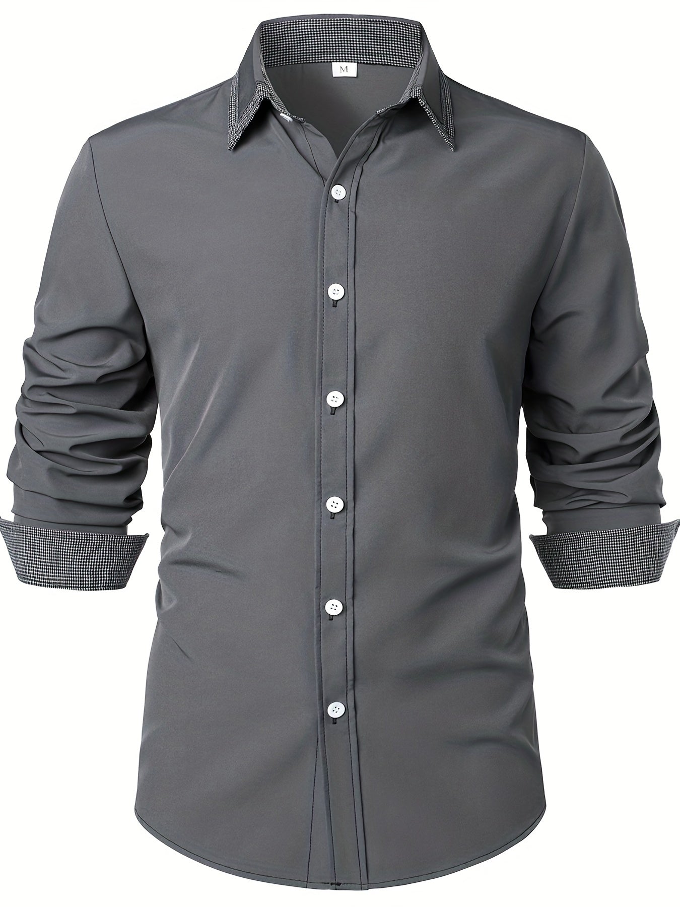 Men'S Color-Blocked Checkered Casual Long-Sleeve Shirt NovaCart