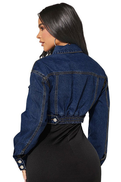 WOMEN FASHION DENIM CROP JACKET BY CLAUDE