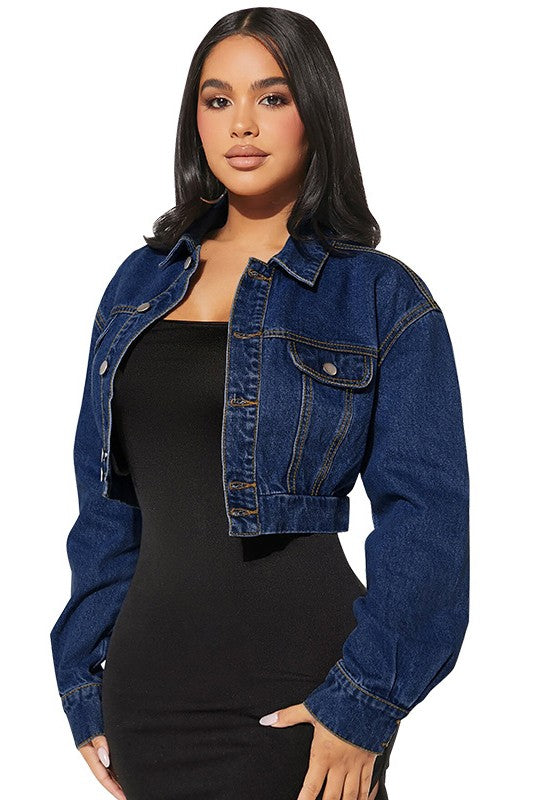 WOMEN FASHION DENIM CROP JACKET BY CLAUDE