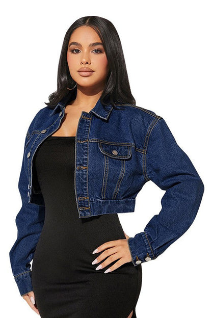WOMEN FASHION DENIM CROP JACKET BY CLAUDE
