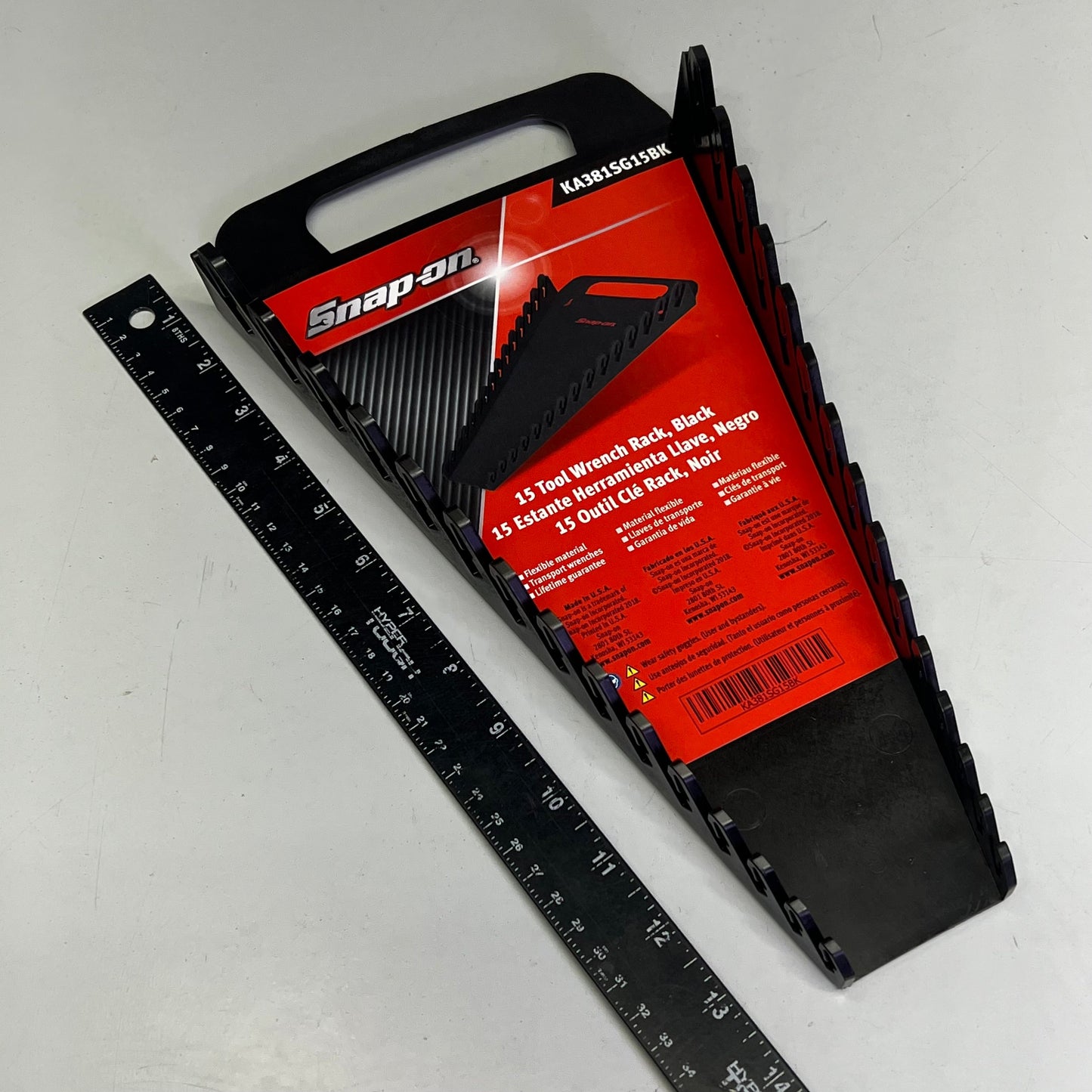 SNAP-ON 15 Tool Wrench Rack W/ Handle Fits 2" Deep Drawers Black KA381SG15BK PayWut
