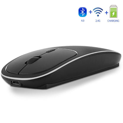 Aluminum alloy dual-mode wireless Bluetooth mouse rechargeable silent infinite computer accessories