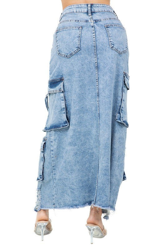 WOMEN FASHION LONG MAXI DENIM SKIRT BY CLAUDE