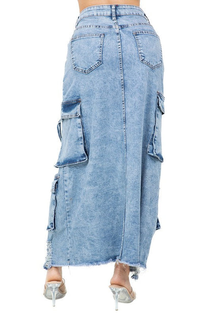 WOMEN FASHION LONG MAXI DENIM SKIRT BY CLAUDE