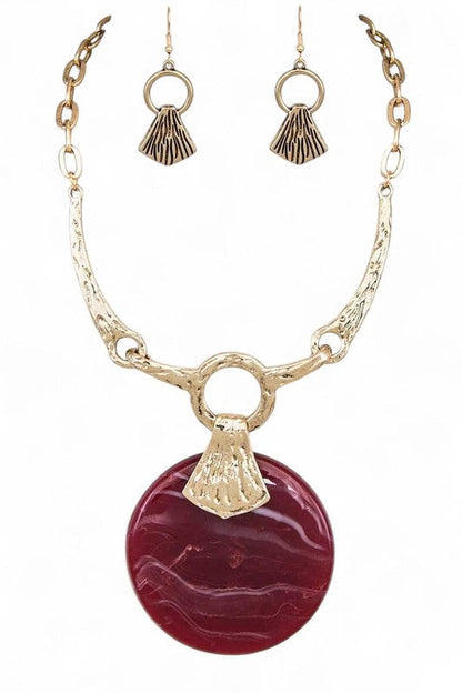Oversize Faux Stone Resin Pendant Necklace Set Shop Style & More | Fresh Looks, Everyday Deals & Free Shipping