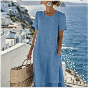 Women's Plus-Size Patchwork Maxi Dress – Relaxed Fit Casual Skirt FitiqueFit