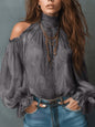Women's Retro Cashew Print Off-Shoulder Blouse with Lantern Sleeves FitiqueFit
