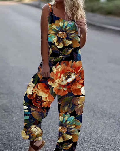 Women's Butterfly Print Overalls – Sleeveless Loose Fit Suspender Pants FitiqueFit