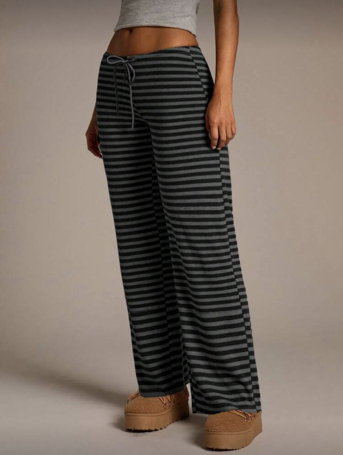 Women’s Striped Wide Leg Flared Casual Pants FitiqueFit