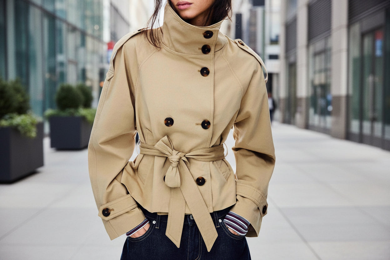 Women’s Lace-Up Waist Trench Coat FitiqueFit