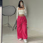 Women's High-Waist Lace-Up Straight-Leg Cargo Pants – Loose Fit FitiqueFit