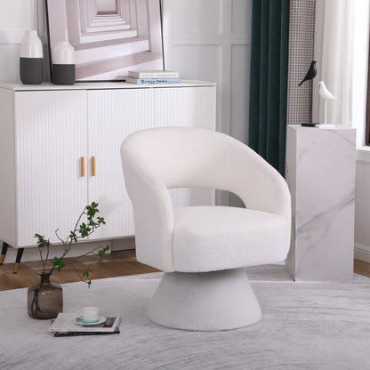 Swivel Accent Chair Armchair  Round Barrel Chair in Fabric for Living Room Bedroom White V.I.P Digital Presence